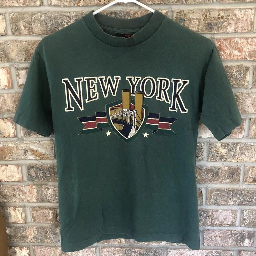 New York City Nyc Green Twin Towers Brooklyn Bridge Usa Made Shirt